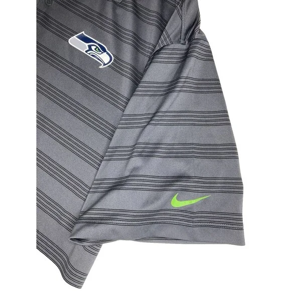 Nike Drifit Polo Men XXL Gray Striped Seattle Seahawks NFL On Field Apparel EUC - Picture 7 of 7